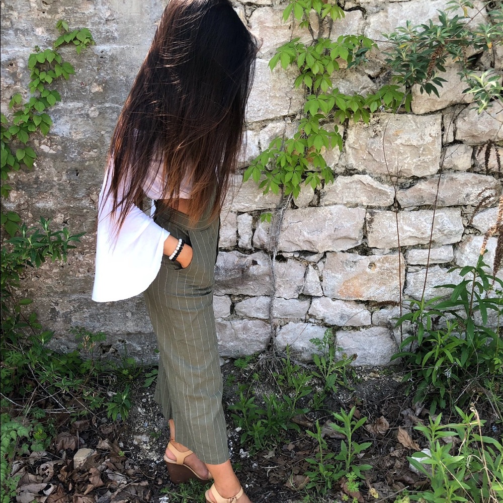 Green Striped Jumpsuit